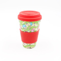 Bamboo fiber coffee mug with lid and sleeve